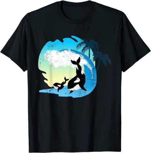 Killer Whale Orcas Ocean Animal Lover Diver Gift Waves Orca T-Shirt